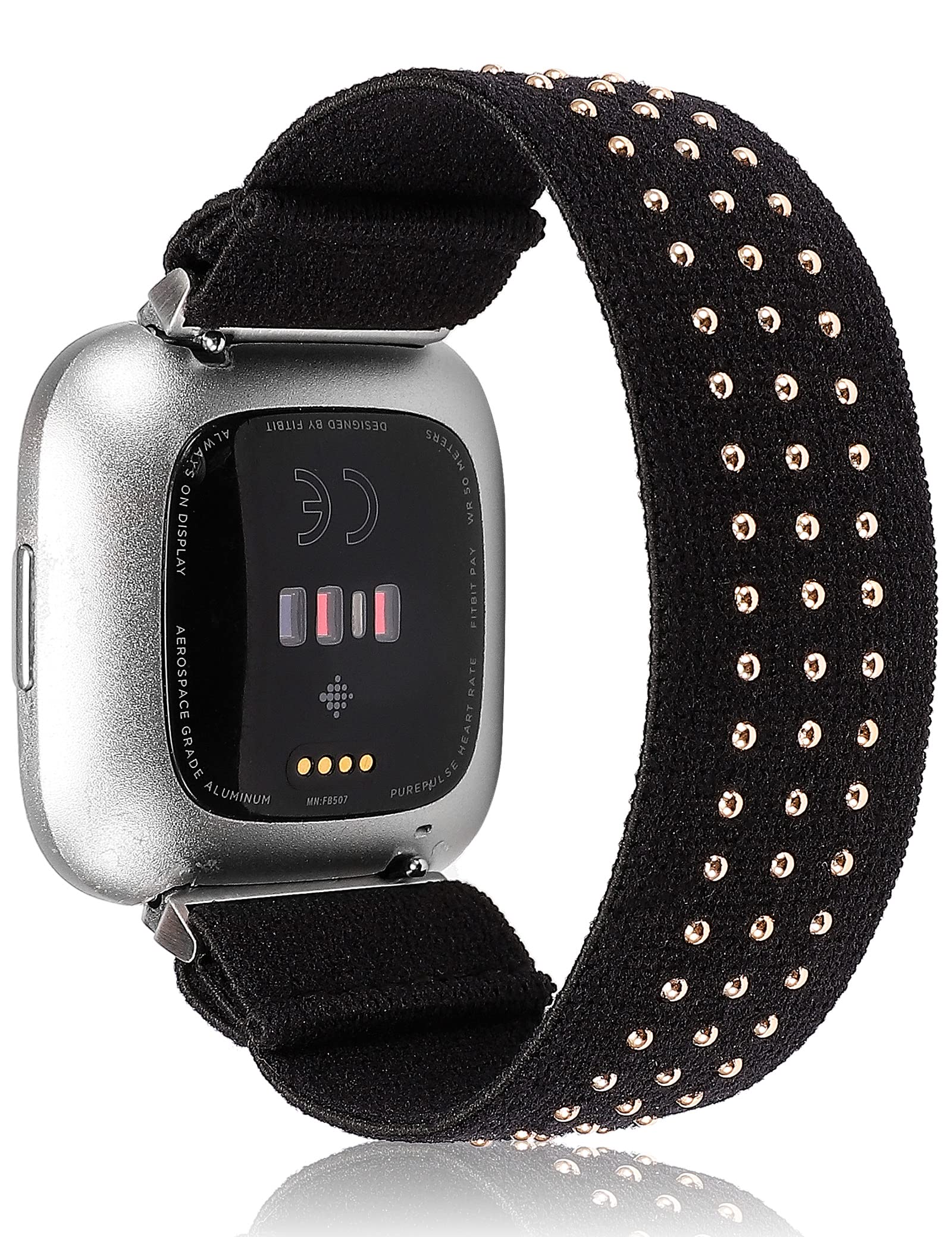 Black fitbit versa hot sale with silver band