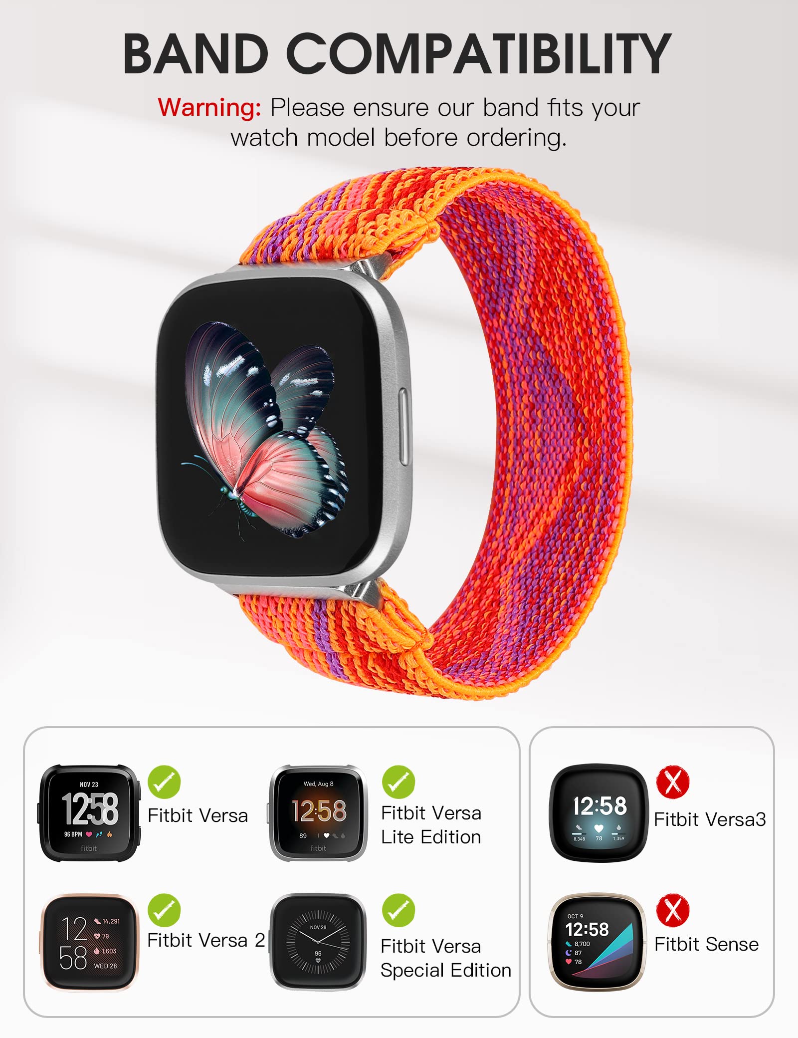 TOYOUTHS Elastic Band Compatible with Fitbit Versa Versa 2