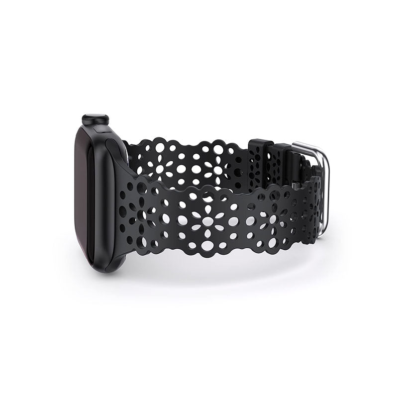 Black Lace Scalloped Silicone Apple Watch Band 42/44/45mm / Black